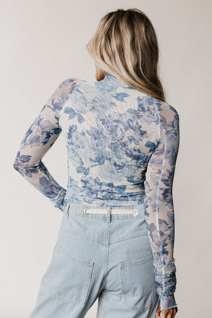 On The Fence Floral Top - Blue