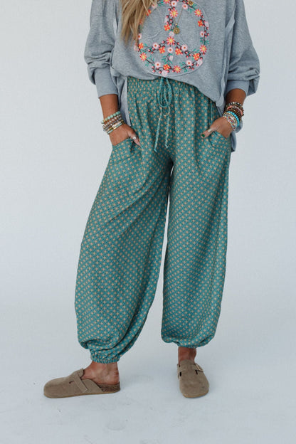 The Nest Mystic Mirage Printed Joggers - Teal