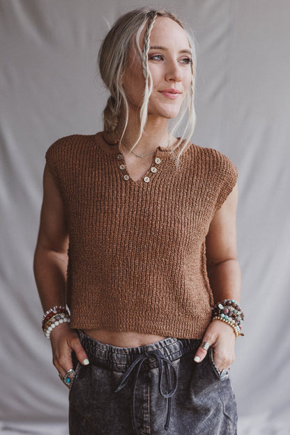 Open Skies Sweater Top - Camel
