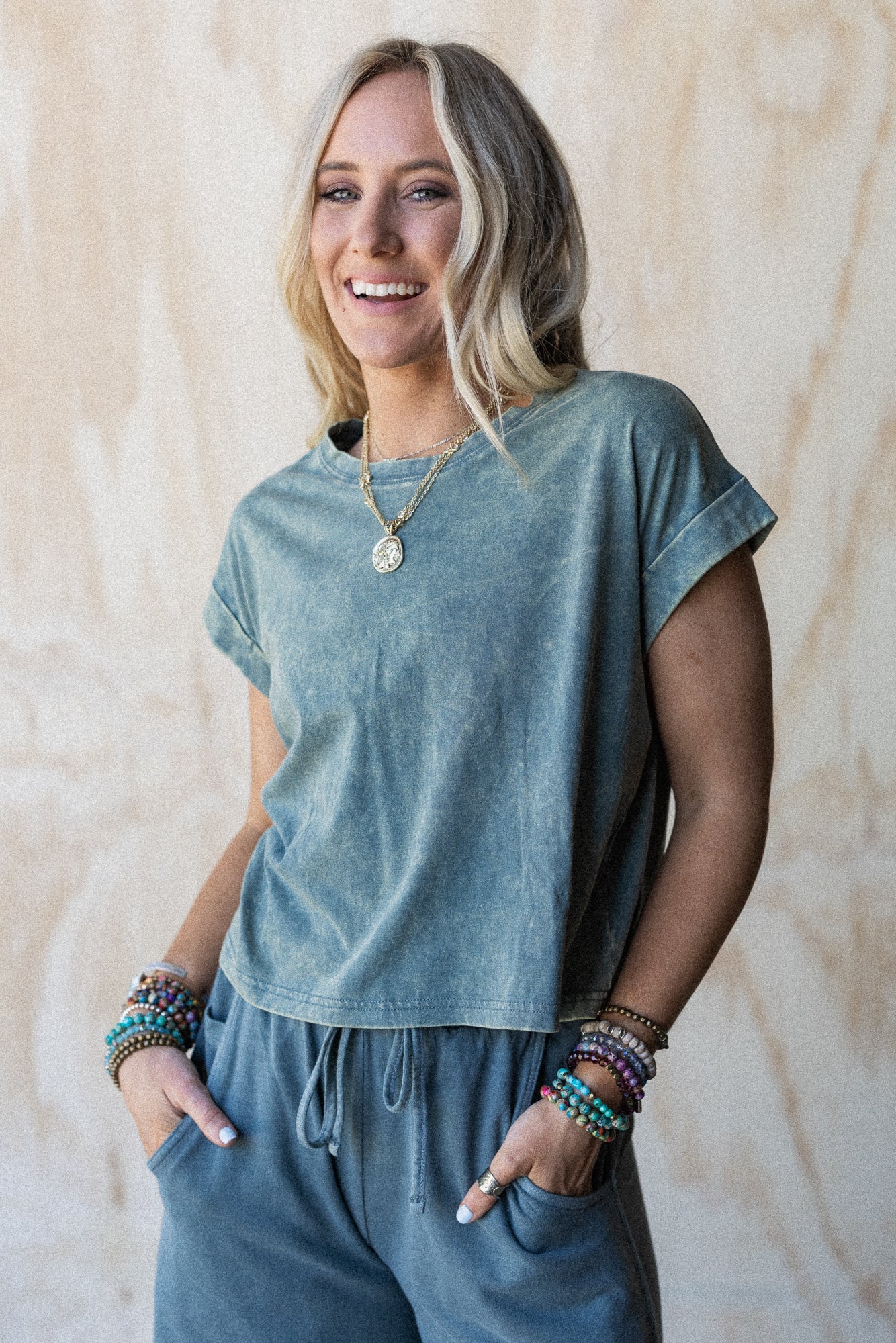 Basic Charm Short Sleeve Top - Jade