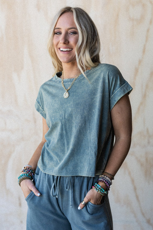 Basic Charm Short Sleeve Top - Jade