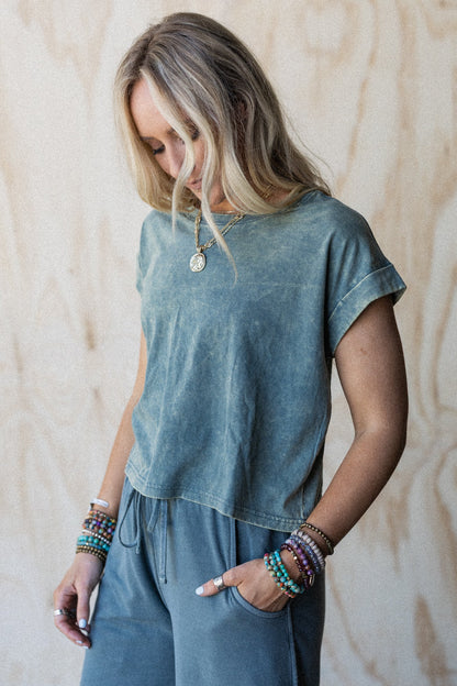 Basic Charm Short Sleeve Top - Jade