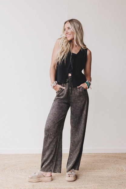 Out And About Drawstring Pants - Black