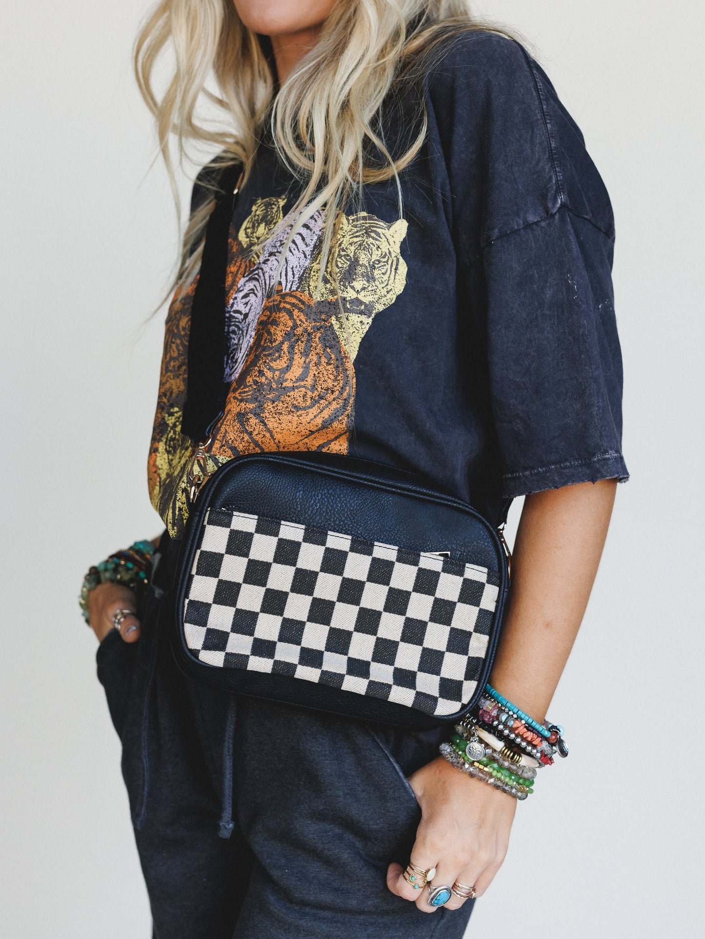 Mood Checker Crossbody Bag - Black