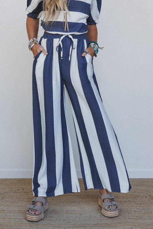Nautical Wide Leg Pant - Navy Multi