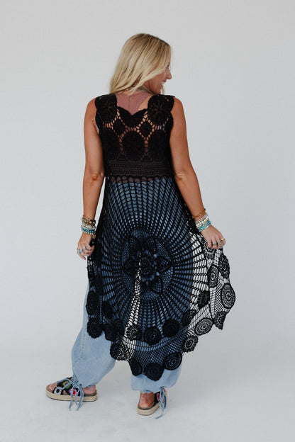 Serene Dream Crochet Lace Top - Black