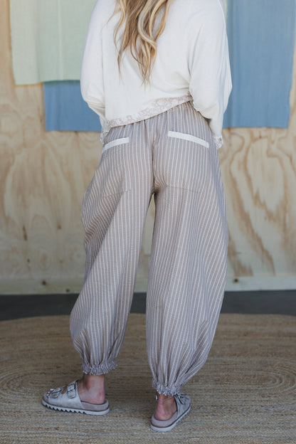 Sunday Social Striped Drawstring Joggers - Coco