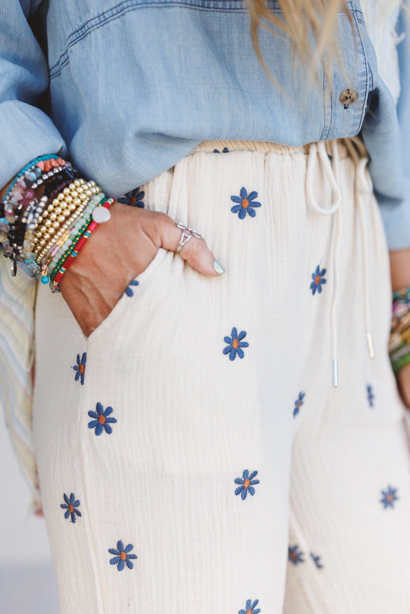 Savanna Spots Drawstring Pants - Natural