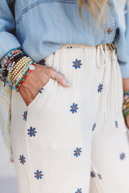 Savanna Spots Drawstring Pants - Natural