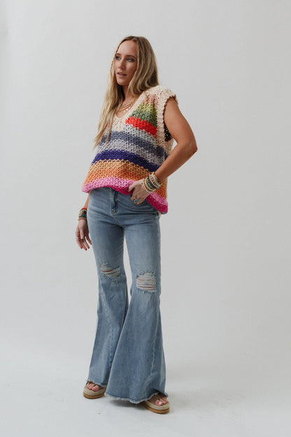 The Nest Indigo Flare Bell Bottom Jean - Light Wash