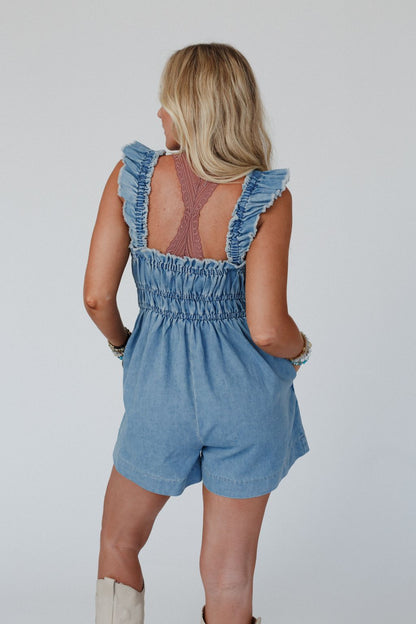 Dazzle In Denim Romper - Denim