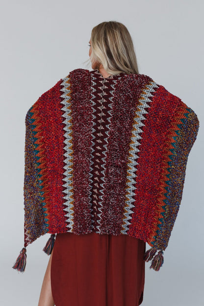 Desert Dreams Crochet Ruana - Maroon
