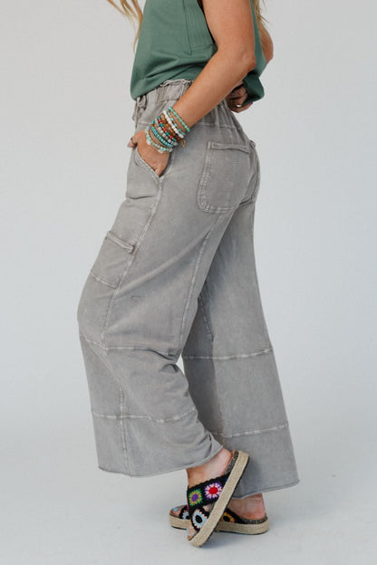 Lucky One Wide Leg Full Pant - Olive Gray
