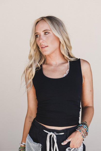 Hot Take Double Layer Tank - Black