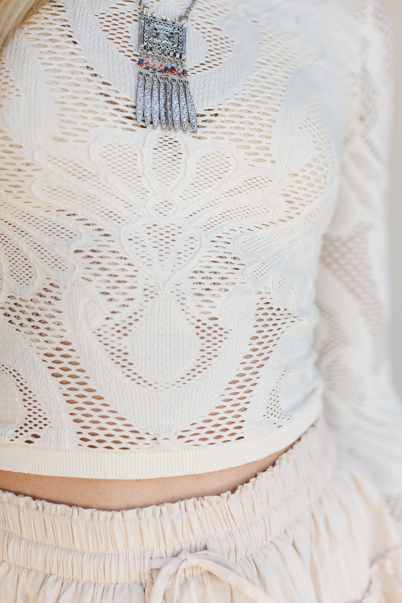 Wander Net Layering Top - Cream