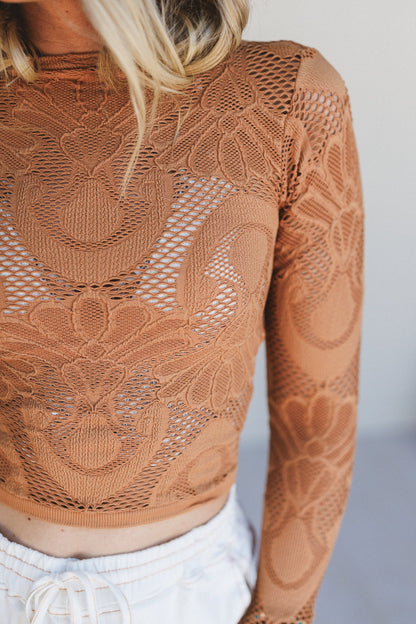 Wander Net Layering Top - Brown