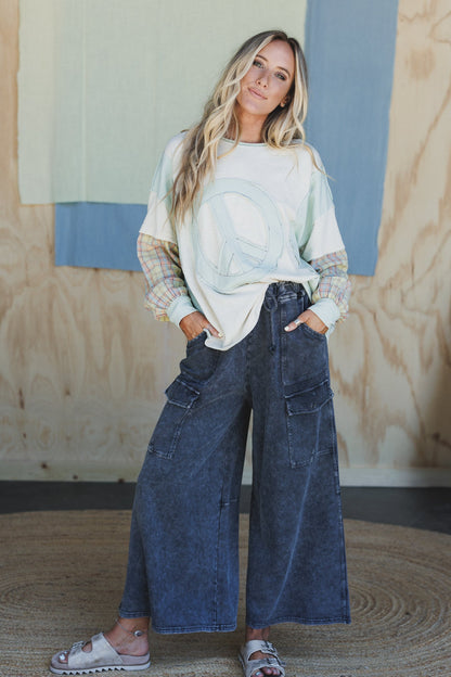 Patch Your Soul Peace Top - Oatmeal