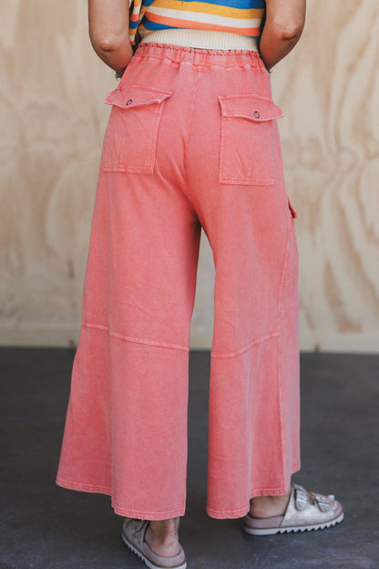 The Nest Cargo Cascade Wide Leg Pants - Carnation