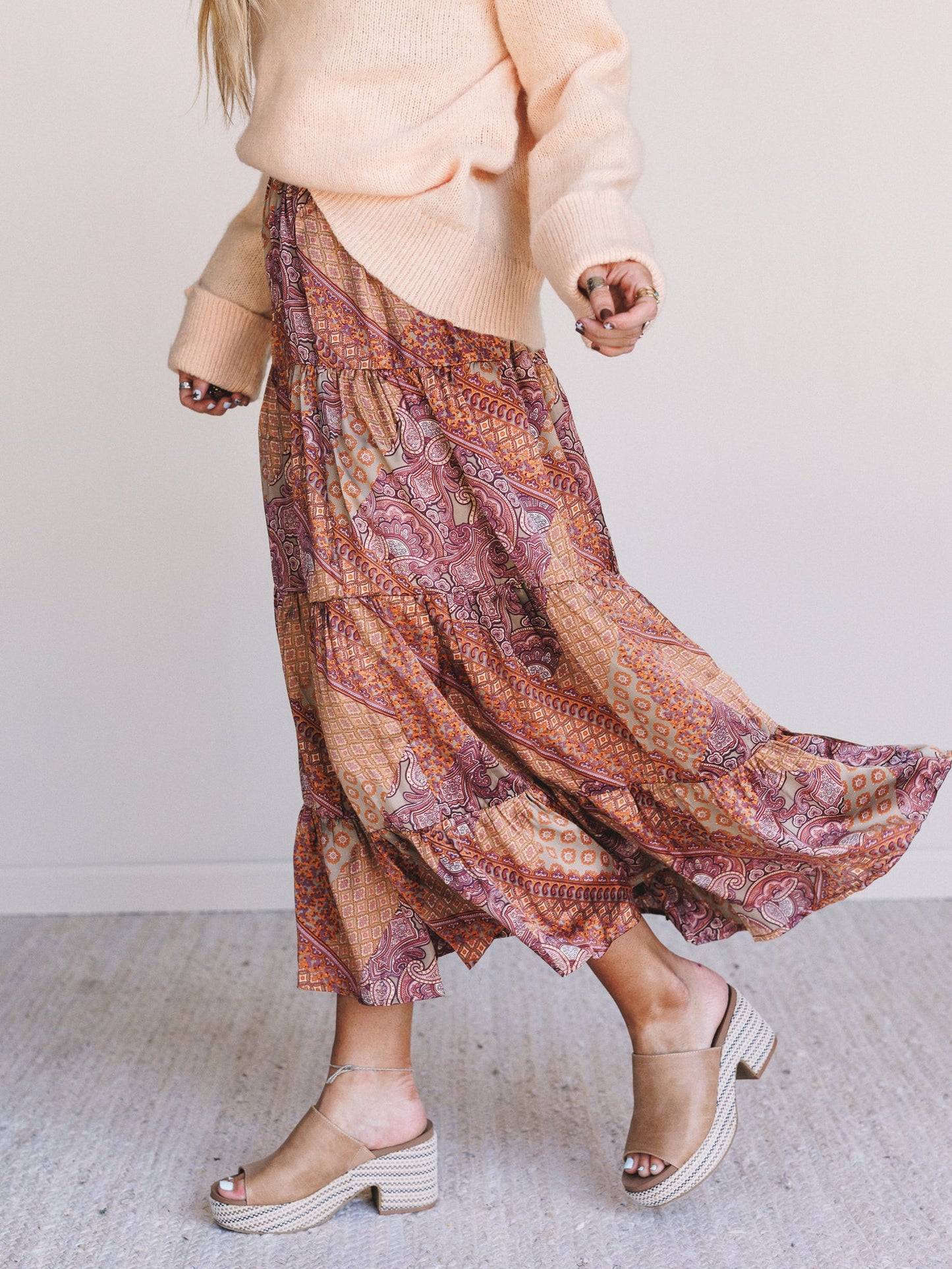 Fern Print Skirt - Hazelnut