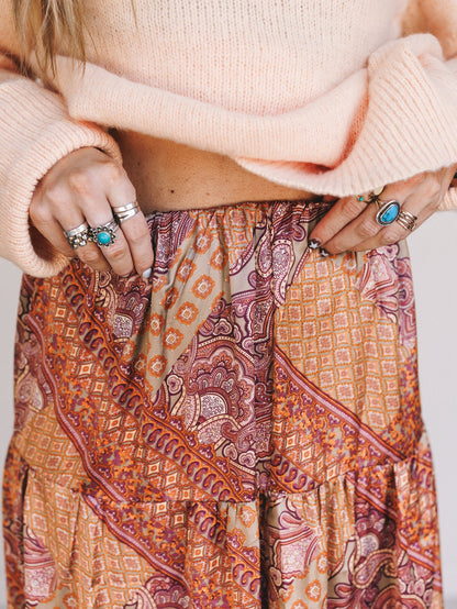 Fern Print Skirt - Hazelnut