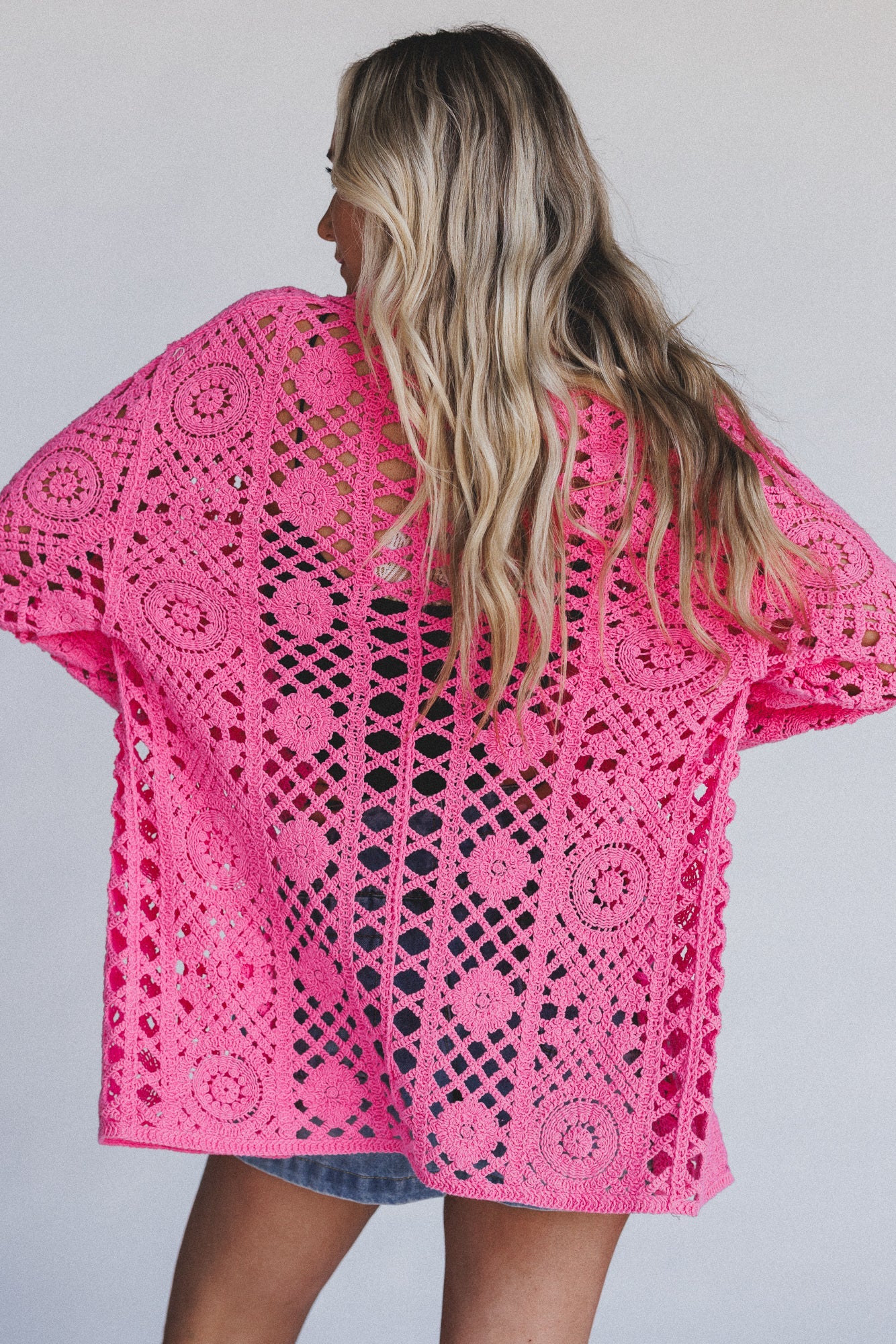 Marisela Crochet Button Down Top - Pink