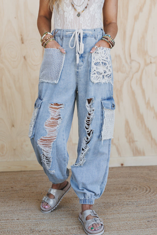 City Sky Distressed Pants - Denim