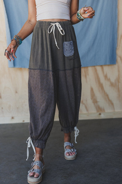 Love Struck Embroidered Joggers - Charcoal