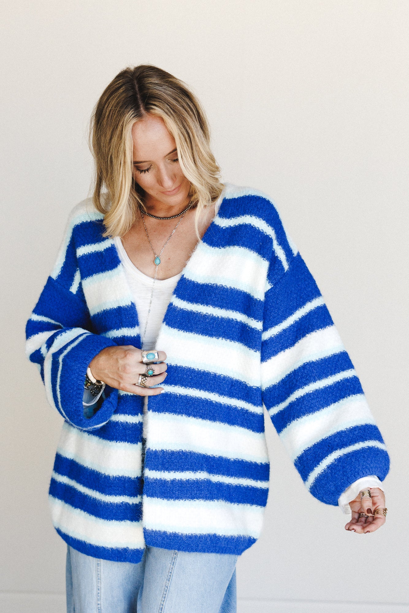 Horizon Wave Striped Sweater - Blue