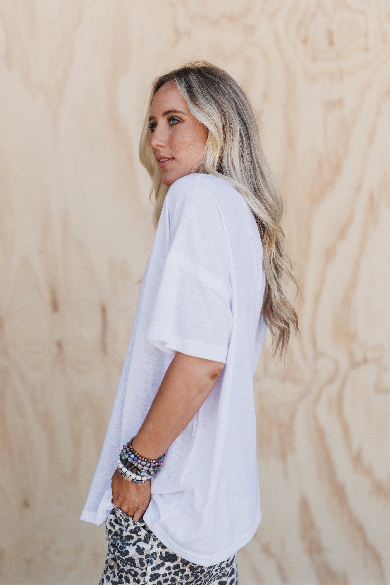 Tash V Neck Tee - Off White