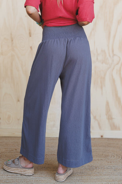 Solana Solid Wide Leg Pants - Ash