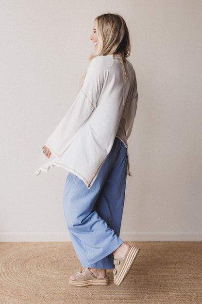 Solana Solid Wide Leg Pants - Blue