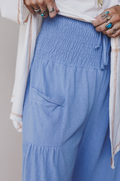 Solana Solid Wide Leg Pants - Blue