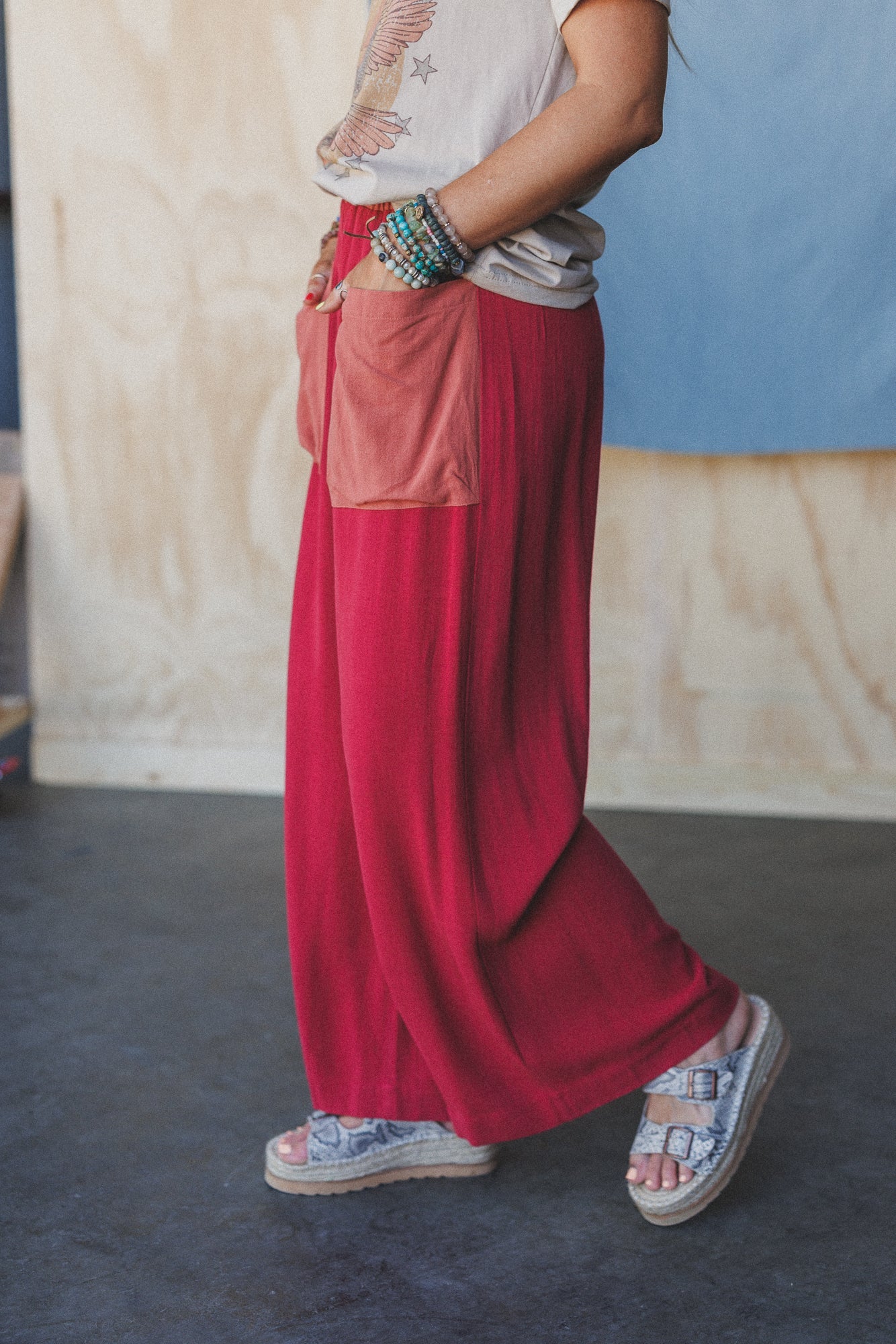The Nest No Rush Wide Leg Pants - Terracotta Multi