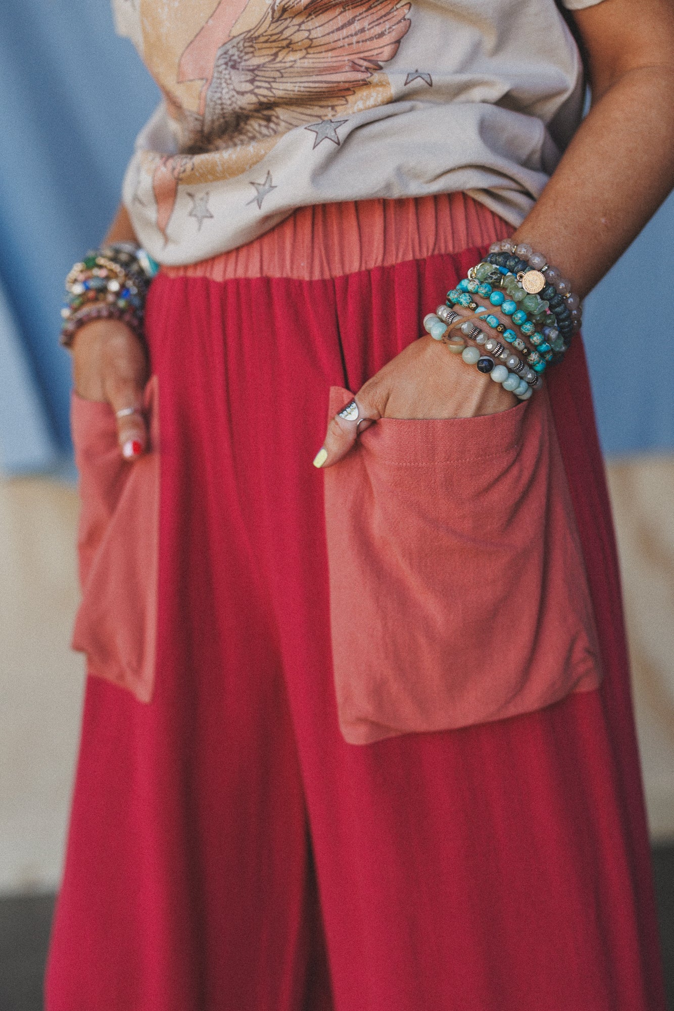 The Nest No Rush Wide Leg Pants - Terracotta Multi
