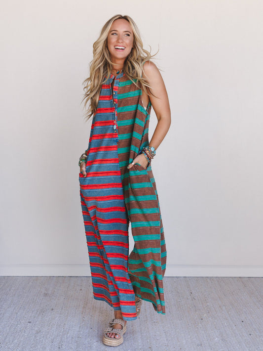 The Nest Cruise Lines Jumpsuit - Teal Brown