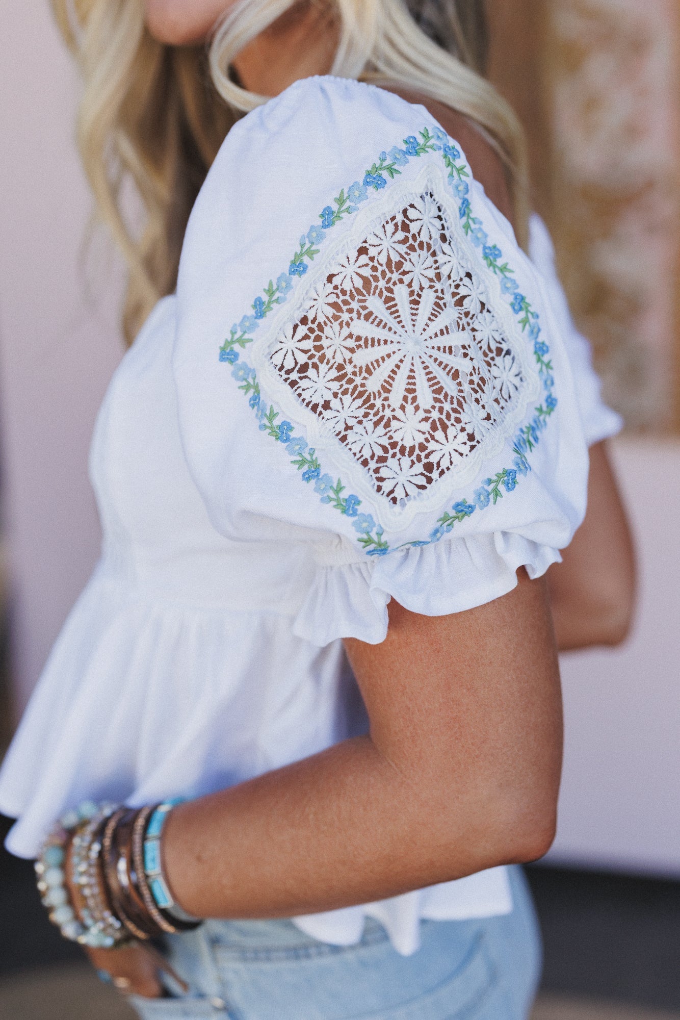 Simple Bliss Embroidered Babydoll Top - White