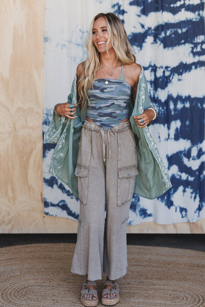 The Nest Dream In Camo Tube Top - Olive Gray