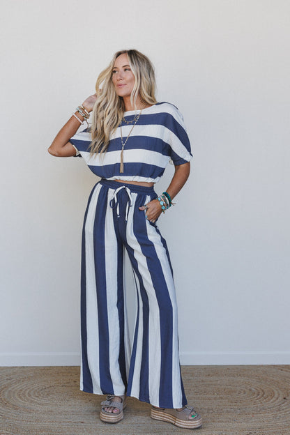 Nautical Wide Stripe 2 Piece Bundle - Navy Multi