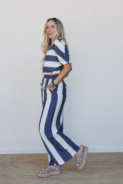 Nautical Wide Stripe Top - Navy Multi