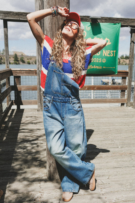 Emmy Barrel Overalls - Blue Denim