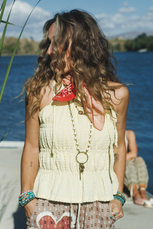 Skylie Tie Halter Top - Yellow