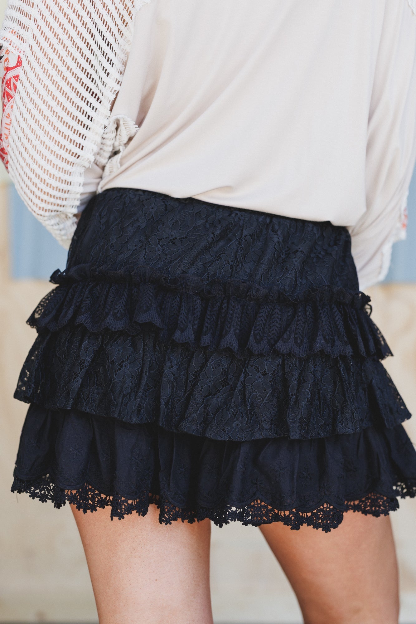 Antoinette Boho Ruffle Shorts - Black