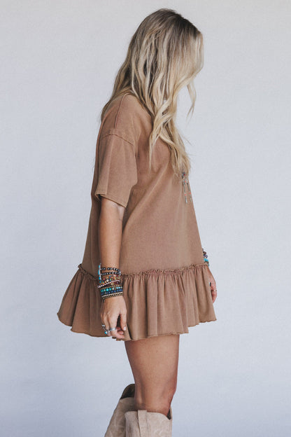 Soft Horizon Ruffled Hem Tunic - Clay