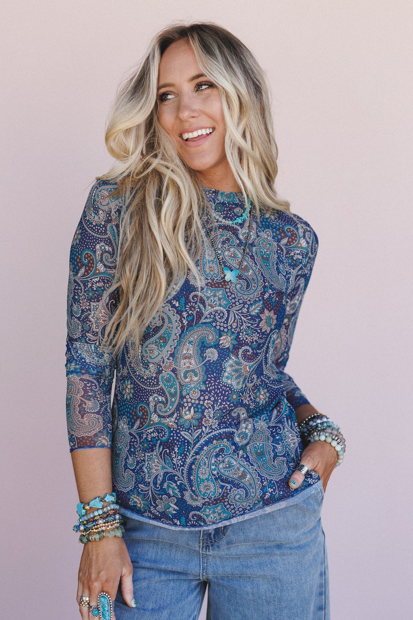 The Nest Sapphire Sky Paisley Top - Teal