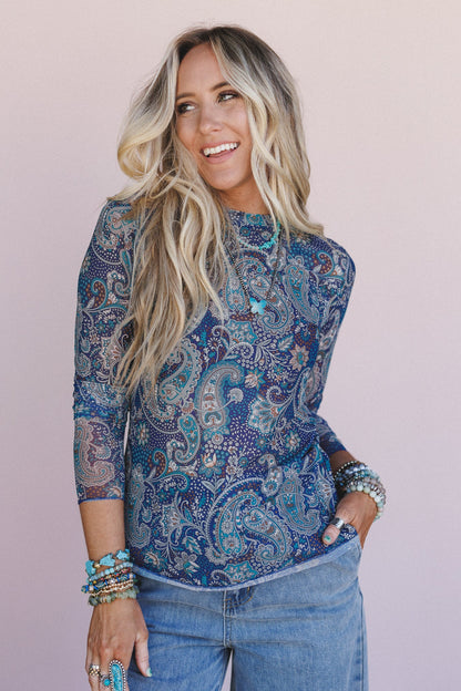 The Nest Sapphire Sky Paisley Top - Teal