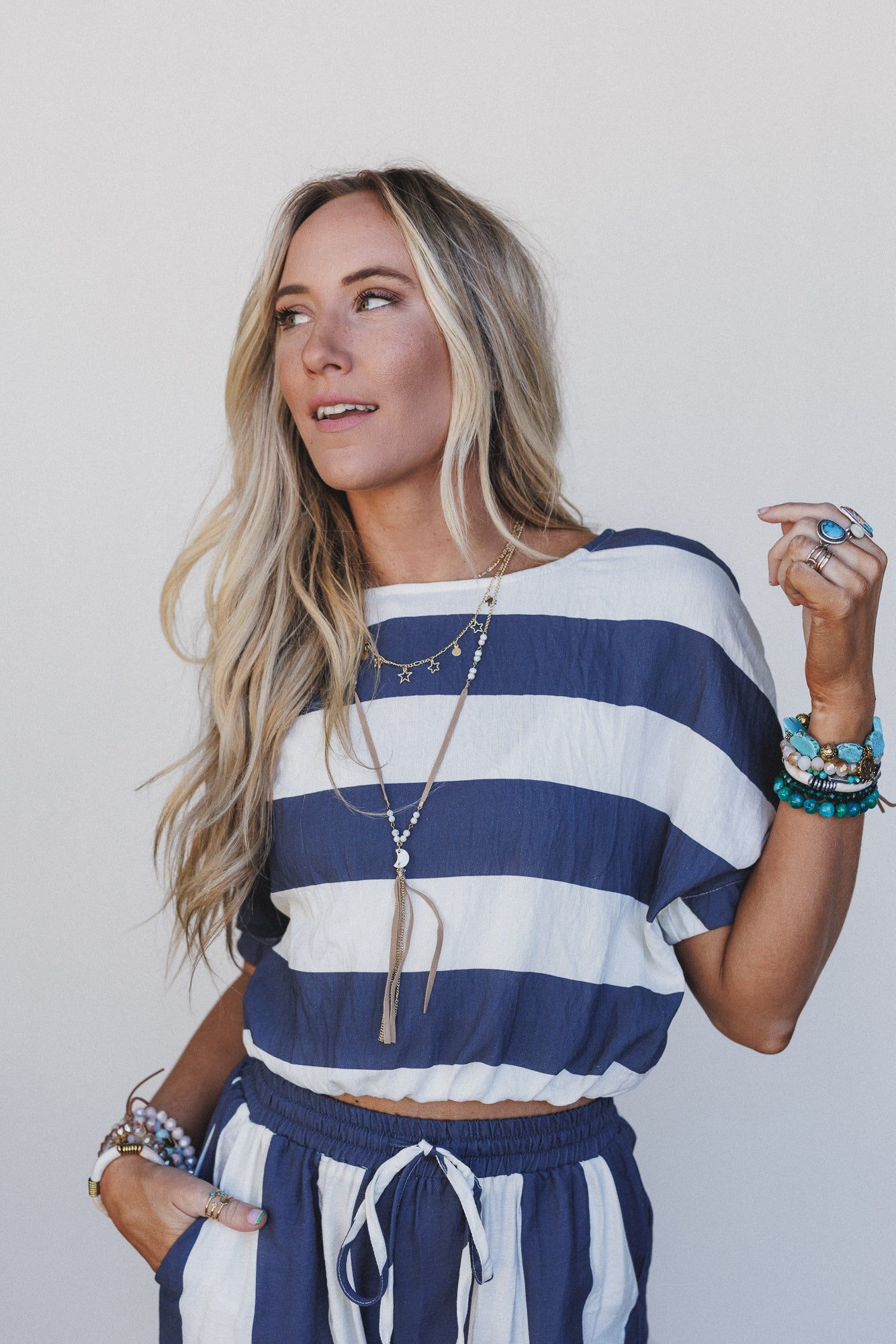 Nautical Wide Stripe Top - Navy Multi