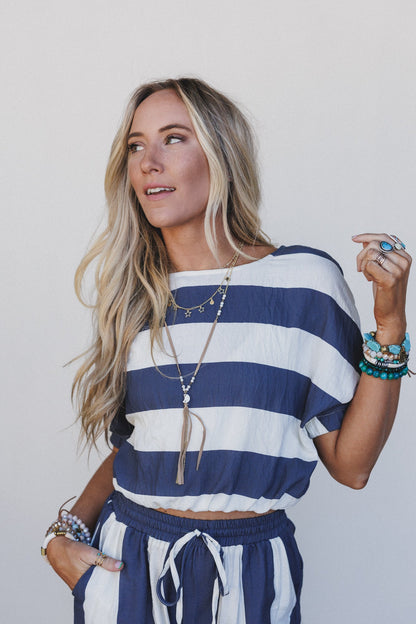 Nautical Wide Stripe Top - Navy Multi