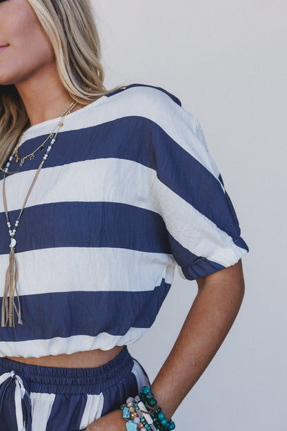 Nautical Wide Stripe Top - Navy Multi