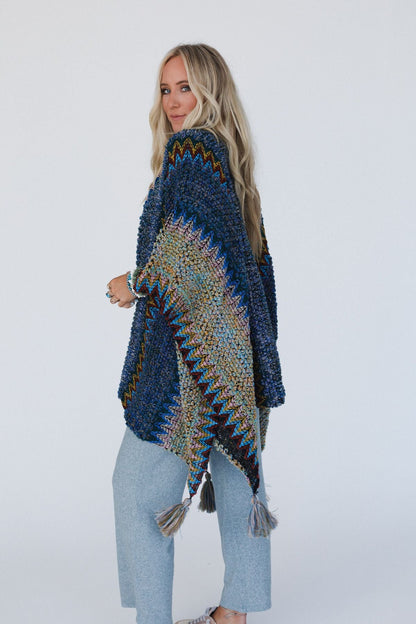 Desert Dreams Crochet Ruana - Cobalt