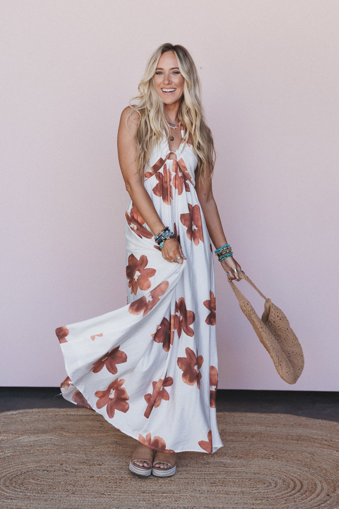 Rebel Breeze Halter Maxi Dress - Toffee